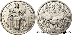 NOUVELLE CALÉDONIE 2 Francs I.E.O.M. représentation allégorique de Minerve / Kagu, oiseau de Nouvelle-Calédonie 1989 Paris