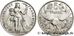 NUOVA CALEDONIA 5 Francs I.E.O.M. représentation allégorique de Minerve / Kagu, oiseau de Nouvelle-Calédonie 1986 Paris