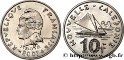 NEW CALEDONIA 10 Francs I.E.O.M. Marianne / paysage maritime néo-calédonien avec pirogue à voile 2003 Paris