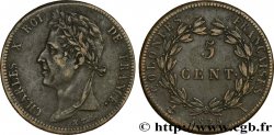 COLONIES FRANÇAISES - Charles X, pour la Guyane 5 Centimes Charles X 1828 Paris - A