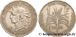 GUADELUPA Bon pour 1 Franc indien caraïbe / canne à sucre 1903