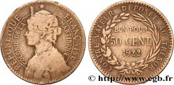 ÎLE DE LA MARTINIQUE Bon pour 50 Centimes Colonie de la Martinique 1922 sans atelier