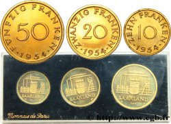 SAARLAND Boîtier d’essais de 10, 20 et 50 Franken 1954 Paris