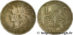 GUADELOUPE Bon pour 1 Franc indien caraïbe / canne à sucre 1903