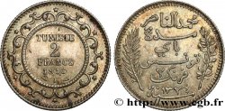 TUNISIA - Protettorato Francese 2 Francs au nom du Bey Mohamed En-Naceur an 1334 1916 Paris - A