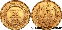 TUNISIA - French protectorate 20 Francs or Bey Ali AH1309 1892 Paris