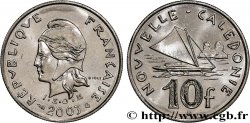 NUEVA CALEDONIA 10 Francs I.E.O.M. Marianne / paysage maritime néo-calédonien avec pirogue à voile 2003 Paris