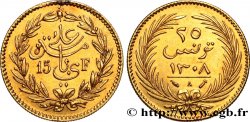 TUNISIE - PROTECTORAT FRANÇAIS 25 Piastres - 15 Francs AH 1308 frappe au nom d’Ali Bey 1891 Paris