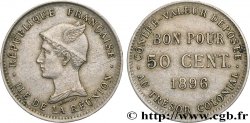 ÎLE DE LA RÉUNION - Troisième République 50 Centimes 1896 sans atelier