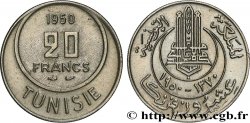 TUNISIE - PROTECTORAT FRANÇAIS 20 Francs AH1370 1950 Paris SUP