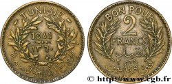 TUNESIEN - Französische Protektorate  Bon pour 2 Francs sans le nom du Bey AH1360 1941 Paris