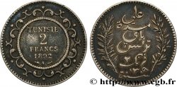 TUNISIA - French protectorate 2 Francs AH1309 1892 Paris - A