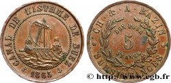 EGYPT - SUEZ CANAL 5 francs CH. & A. BAZIN, Canal de Suez 1865  AU/XF