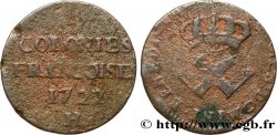 AMÉRIQUE - Louisiane, Acadie, Canada 9 Deniers, Colonies Françoises 1722 La Rochelle