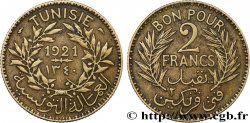 TUNISIE - PROTECTORAT FRANÇAIS Bon pour 2 Francs sans le nom du Bey AH1340 1921 Paris