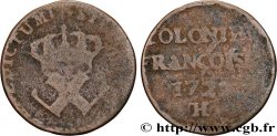 AMÉRIQUE - Louisiane, Acadie, Canada 9 Deniers, Colonies Françoises 1722 La Rochelle