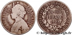ÎLE DE LA MARTINIQUE Bon pour 1 Franc Colonie de la Martinique 1922 sans atelier
