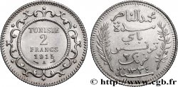 TUNISIE - PROTECTORAT FRANÇAIS 2 Francs au nom du Bey Mohamed En-Naceur an 1334 1915 Paris - A