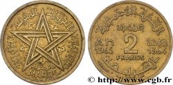 MARUECOS - PROTECTORADO FRANCÉS 2 Francs AH 1364 1945 Paris