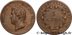 COLONIE FRANCESI - Luigi Filippo, per Guadalupa 5 Centimes Louis Philippe Ier 1839 Paris - A 