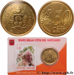 VATICAN Coin-Card (n°32) 50 Cent ARMOIRIES DU PAPE FRANÇOIS (+ timbre)
2020 Rome
