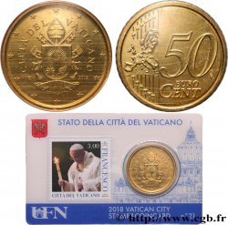 VATICAN Coin-Card (n°21) 50 Cent ARMOIRIES DU PAPE FRANÇOIS (+ timbre)
2018 Rome
