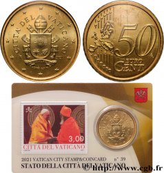 VATICAN Coin-Card (n°39) 50 Cent ARMOIRIES DU PAPE FRANÇOIS + timbre
2021 Rome