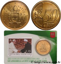 VATICAN Coin-Card (n°37) 50 Cent ARMOIRIES DU PAPE FRANÇOIS + timbre
2021 Rome