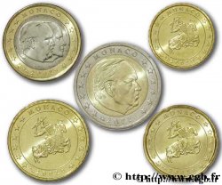 MONACO LOT DE 5 PIÈCES EURO (10 Cent à 2 Euro Prince Rainier III) 2002 Pessac