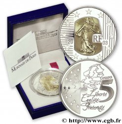 FRANCE Belle Épreuve 5 Euro LA SEMEUSE 2003 Pessac - Monnaie de Paris