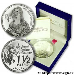 FRANCE Belle Épreuve 1 Euro 1/2 500ème ANNIVERSAIRE DE MONA LISA 2003 BE