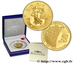 FRANCE Belle Épreuve 50 Euro LA SEMEUSE - CINQUANTIÈME ANNIVERSAIRE DE LA COUR EUROPÉENNE DES DROITS DE L’HOMME (or) 2009 Pessac