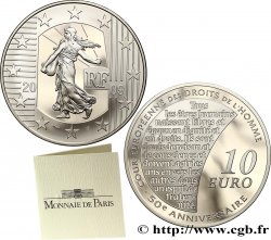 FRANCE Belle Épreuve 10 Euro LA SEMEUSE - CINQUANTIÈME ANNIVERSAIRE DE LA COUR EUROPÉENNE DES DROITS DE L’HOMME 2009 Pessac