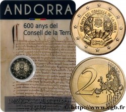 ANDORRE (PRINCIPAUTÉ) Coin-card 2 Euro 600 ANS DU CONSEIL DE LA TERRE 2019 
