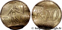 FRANCE 10 Cent Nouvelle Semeuse, premier type (stries fines), difformée 1999 Pessac