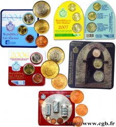 RÉPUBLIQUE DE SAINT- MARIN Lot 5 x MINI-SÉRIE Euro BRILLANT UNIVERSEL 2004-2007 Rome