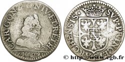 ARDENNES - PRINCIPAUTY OF ARCHES-CHARLEVILLE - CHARLES I OF GONZAGUE Liard argenté au buste fin