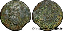 ARDENNES - PRINCIPAUTY OF ARCHES-CHARLEVILLE - CHARLES I OF GONZAGUE Double tournois, col en dentelles et trois lis au revers