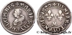 DOMBES - PRINCIPAUTÉ DE DOMBES - MARIE DE BOURBON-MONTPENSIER Essai du denier tournois en argent TTB+
