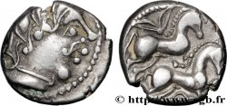 PICTONES / BITURIGES - MID-WESTERN, Unspecified Drachme aux deux chevaux, tête moustachue, série A2