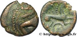GALLIEN - BELGICA - BELLOVACI (Region die Beauvais) Bronze au personnage courant, à l’oiseau et à la rouelle