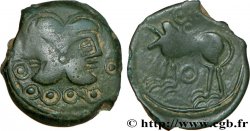 GALLIA BELGICA - SUESSIONES (Regione de Soissons) Bronze à la tête janiforme, classe II aux annelets pointés