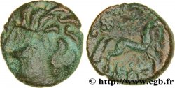 GALLIA BELGICA - AMBIANI (Región de Amiens) Bronze à la tête humaine et au cheval