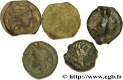 GAULE BELGIQUE - CELTIQUE Lot de 4 potins et 1 bronze