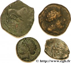 MASSALIA - MARSEILLES Lot de 3 petits bronzes au taureau et une obole