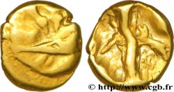 MORINS (Région littorale de la Manche et de la Mer du Nord) Quart de statère au bateau, défaut de coin au revers