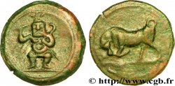 HISPANIA - IBERICO - EBUSUS (Îles Baléares, Ibiza) Bronze au dieu Bes et au taureau