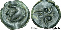 SUESSIONS (région de Soissons) Potin aux trois volutes, “type de Pommiers” à la tête chauve