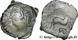 GALLIA - AULERCI EBUROVICES (Regione d Evreux) Bronze au cheval, au sanglier et à la rouelle, surfrappé sur un bronze COIIAT