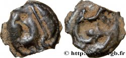 GALLIA - ÆDUI (BIBRACTE, Area of the Mont-Beuvray) Potin à l’hippocampe, tête casquée